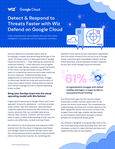 Detect & Respond to Threats Faster with Wiz Defend on Google Cloud