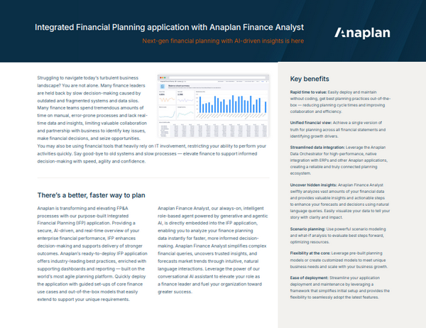 Anaplan Integrated Financial Planning application